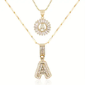 Pave letter initial conjunto de colares | Ouro