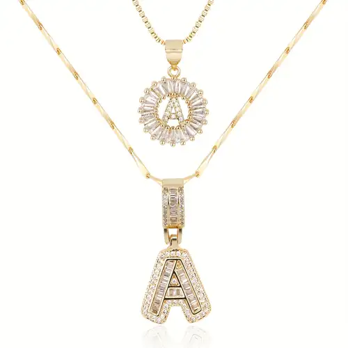 Pave letter initial conjunto de colares | Ouro