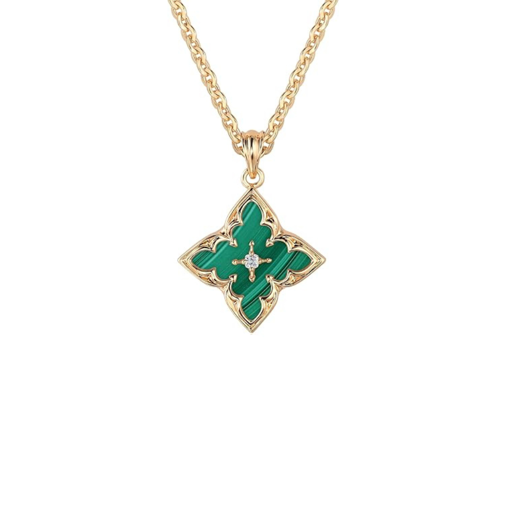 Esmeralda Clover Pendant Colar | Ouro
