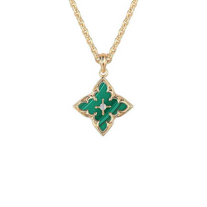 Esmeralda Clover Pendant Colar | Ouro