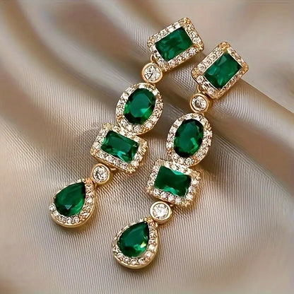 Ouro Esmeralda Multi-Shape Brincos Pendentes