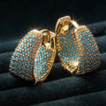 Golden-Tone Turquesa Beaded Brincos de Argola | Ouro