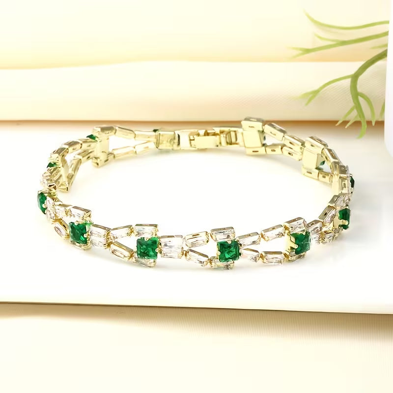 Verde Link Pulseira Tennis | Ouro