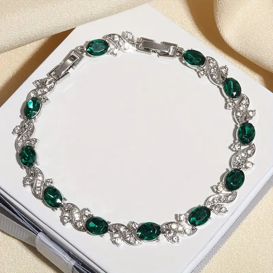 Prata Esmeralda Vintage Link Pulseira
