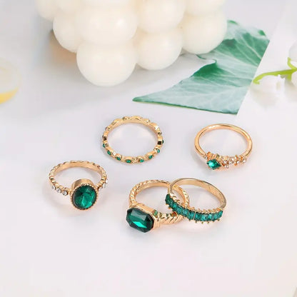 Ouro Esmeralda Conjunto de Anéis