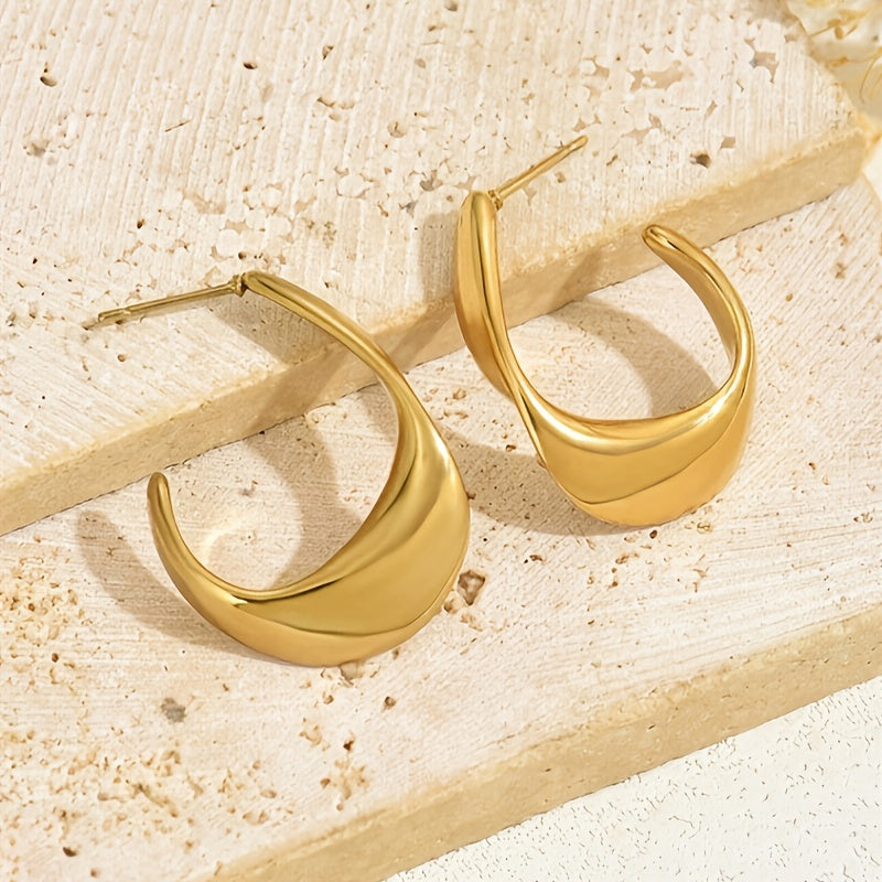 Sculpted Crescent Brincos de Argola | Ouro