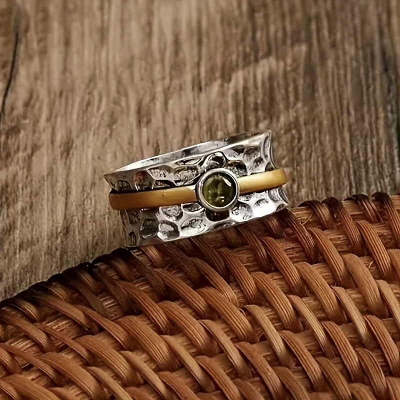 Prata and Ouro Rustic Band Anel