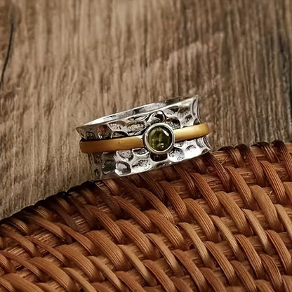 Prata and Ouro Rustic Band Anel