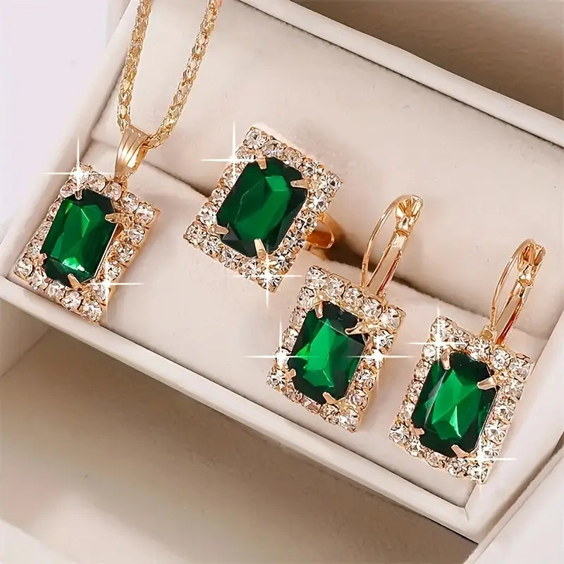 Sylvara Greenveil Conjunto de Joias | Branco Ouro