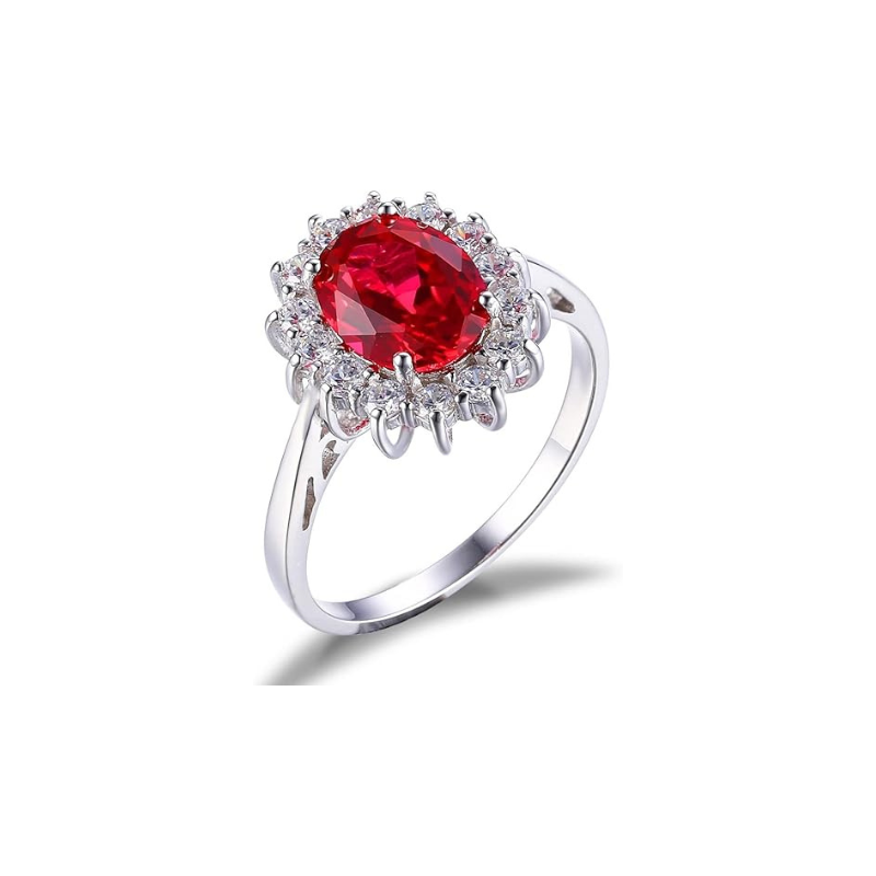 Classic Rubi Halo Anel | Branco Ouro