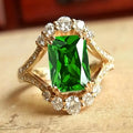 Ouro Esmeralda Halo Anel