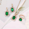 Ouro Esmeralda Rectangular Conjunto de Joias