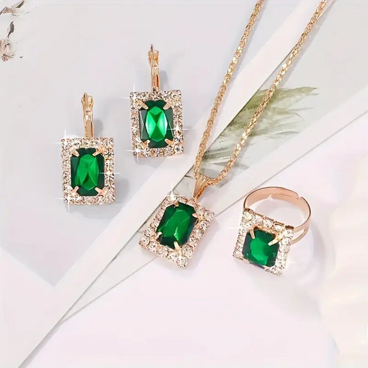 Sylvara Greenveil Conjunto de Joias | Branco Ouro