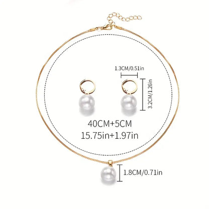 Elegant Graceful Colar de Pérolas Conjunto