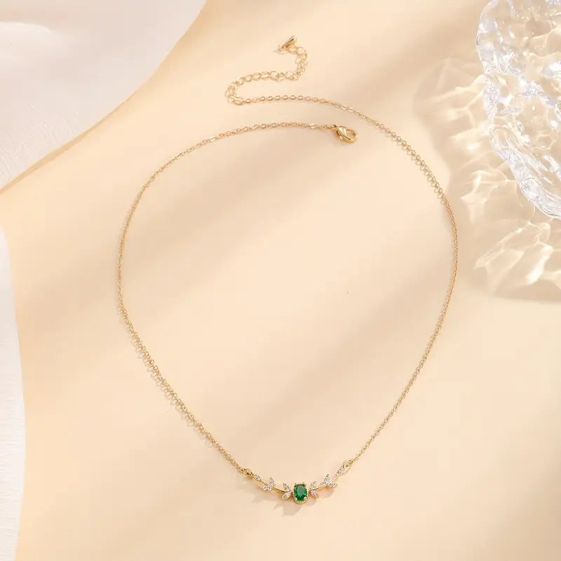 Ouro Esmeralda Minimalist Colar