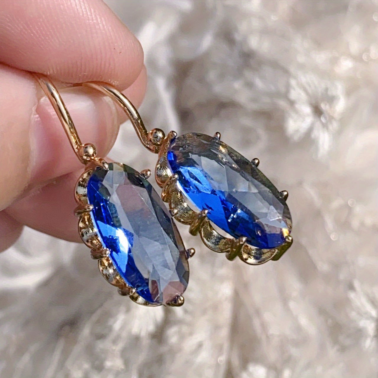 Ouro Safira Brincos Pendentes