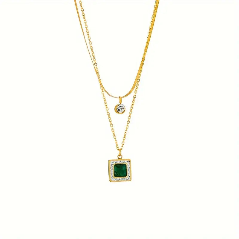 Ouro Esmeralda Layered Colar