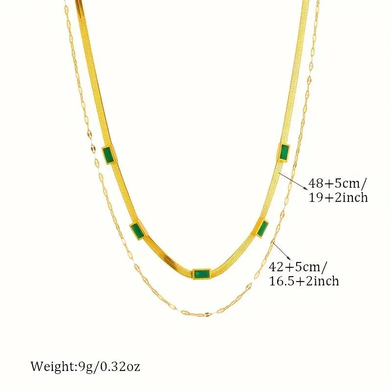 Sister Gem Double-Layer Retro Colar | Ouro