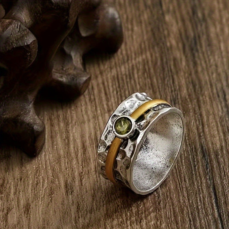 Prata and Ouro Rustic Band Anel