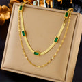 Sister Gem Double-Layer Retro Colar | Ouro