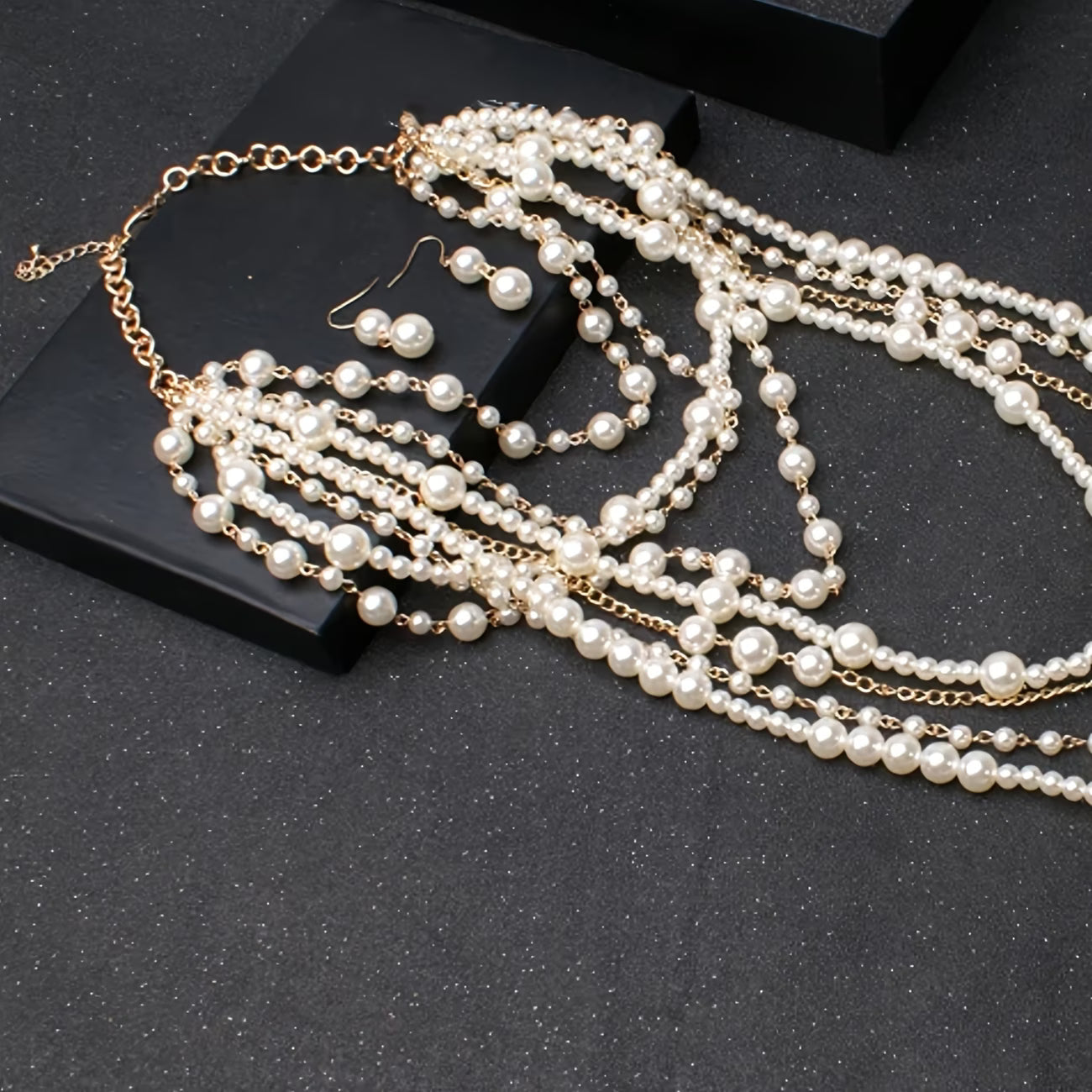 Boho Multi-Layered Pérola Statement Conjunto