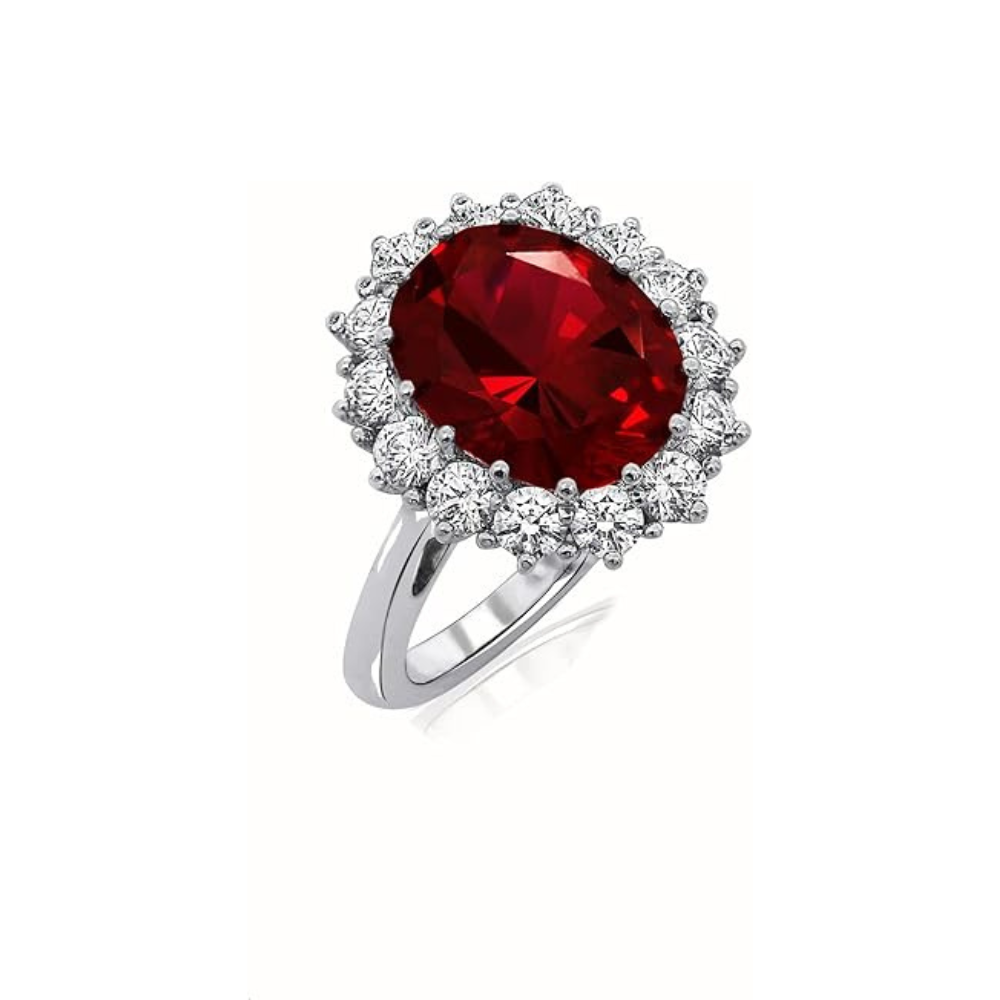 Scarlet Crown Rubi Anel | Branco Ouro