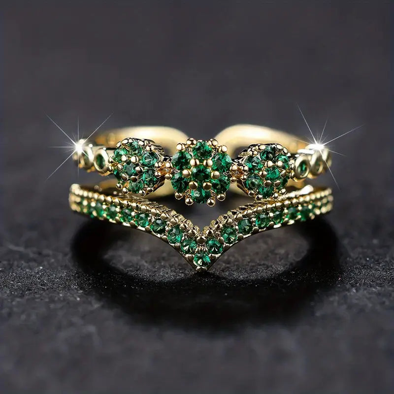 Ouro Esmeralda Cluster Anel