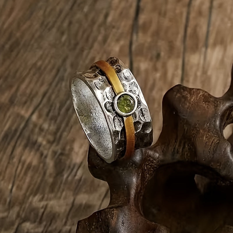 Prata and Ouro Rustic Band Anel
