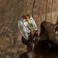 Prata and Ouro Rustic Band Anel