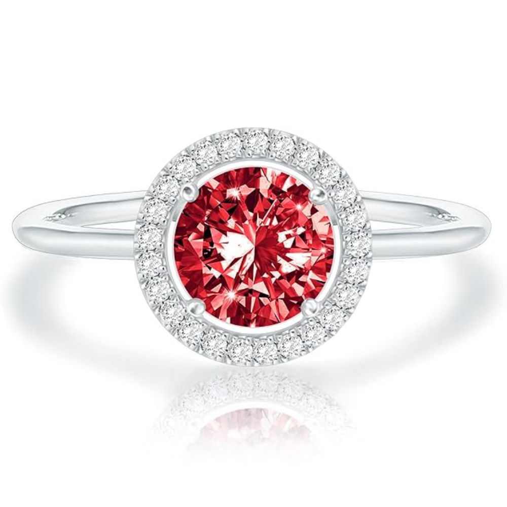 Crimson Glow Promise Rubi Anel | Branco Ouro