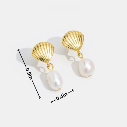 Ouro Shell Brincos de Pérolas