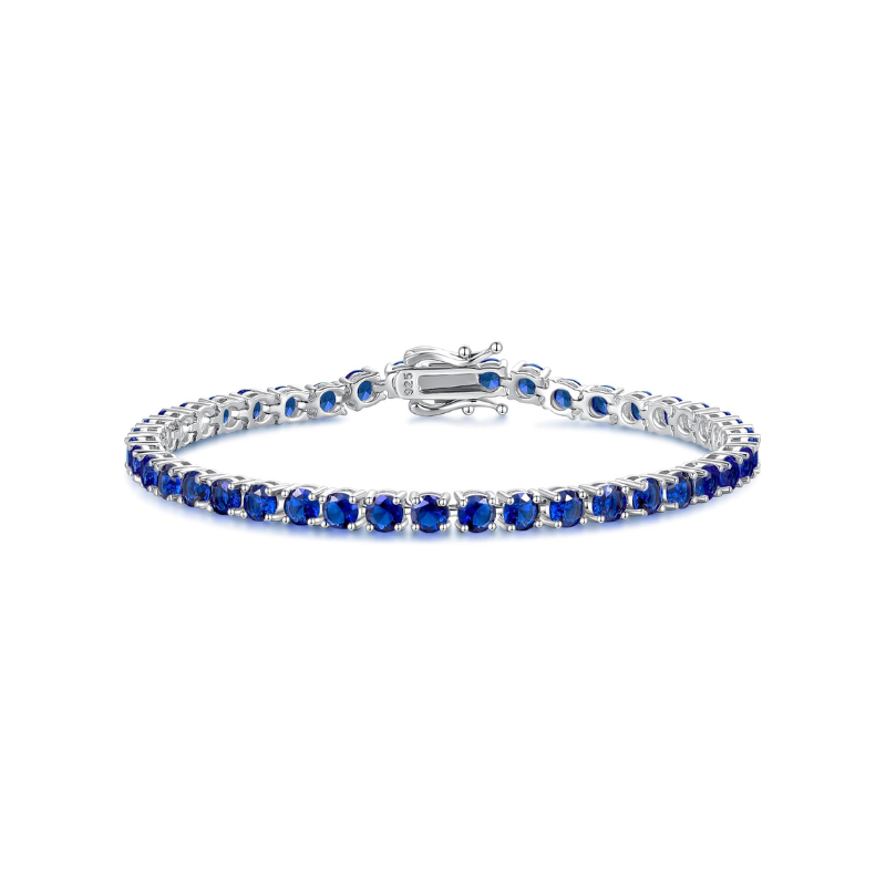 Safira Pulseira Tennis | Branco Ouro