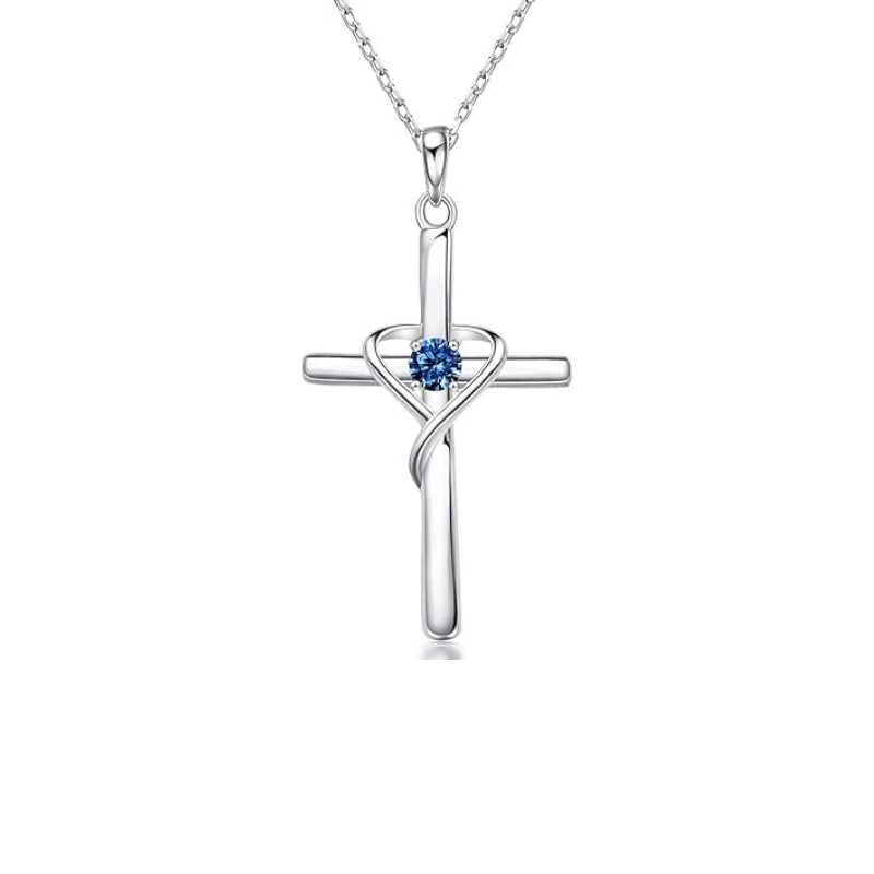Safira Cross Colar | Branco Ouro