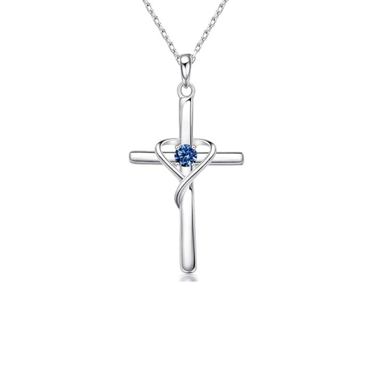 Safira Cross Colar | Branco Ouro