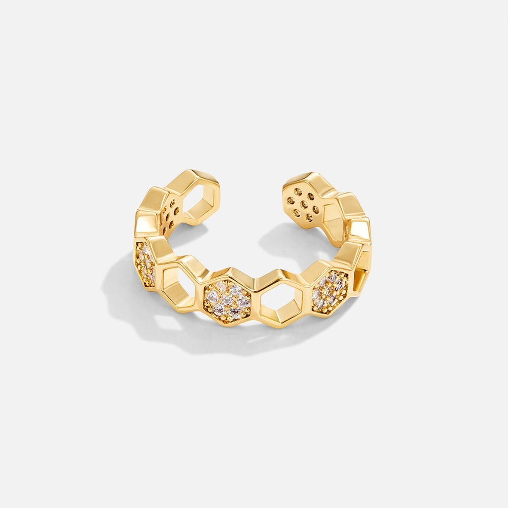 Ouro Geometric Open Anel
