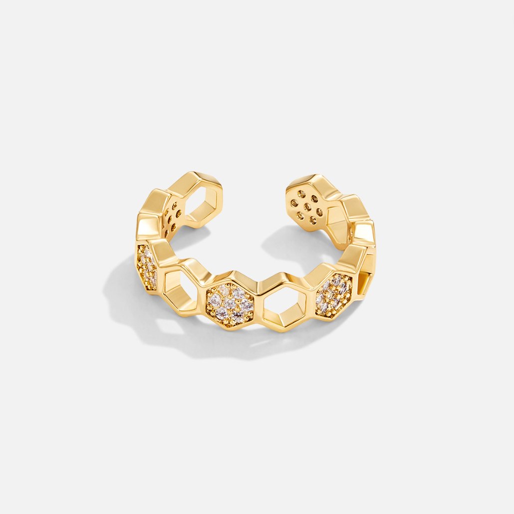 Ouro Geometric Open Anel