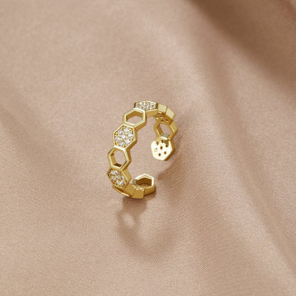 Ouro Geometric Open Anel