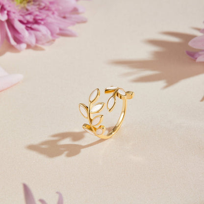 Ouro Leaf Motif Anel
