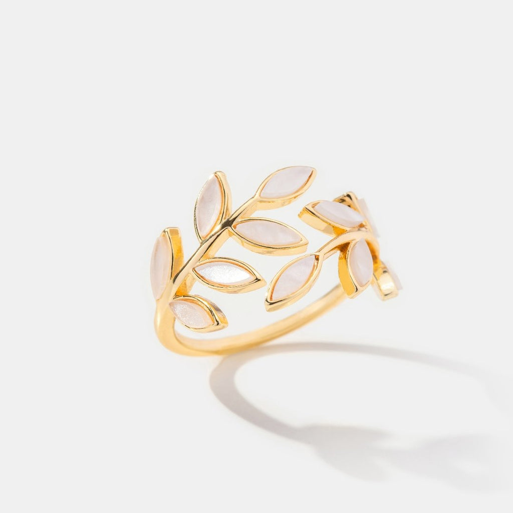 Ouro Leaf Motif Anel