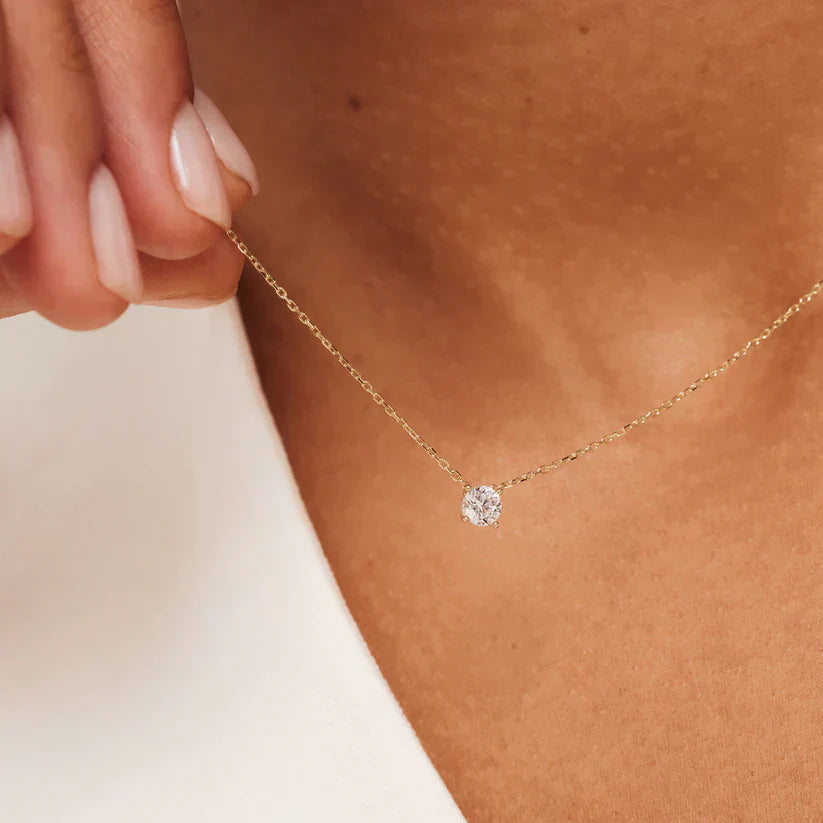 Cléa Moissanite Pedra Colar | Ouro