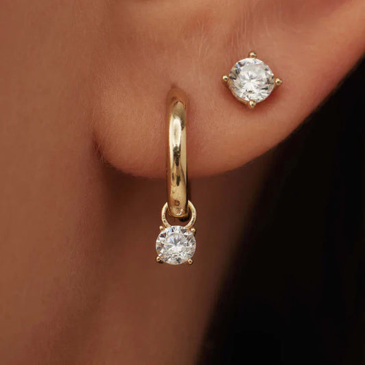 Larmes de Lune Pedra Brincos Conjunto | Ouro