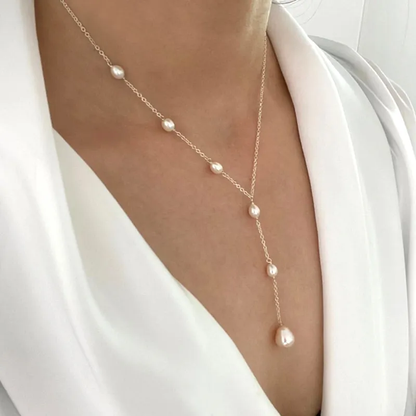 Cascading Pérola Lariat Colar