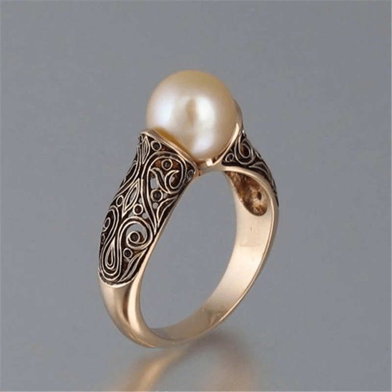 Ouro Filigree Anel de Pérolas