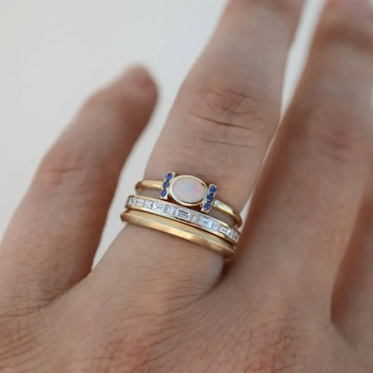 Ouro Stacked Bezel Conjunto de Anéis
