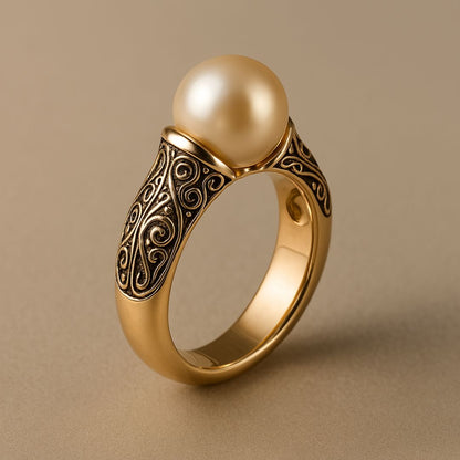 Timeless Vintage Pérola Ouro Anel