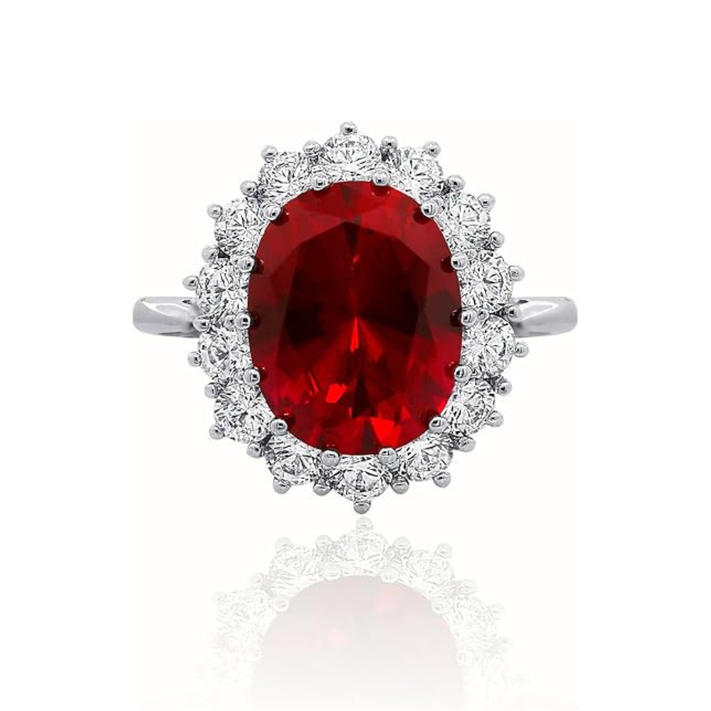 Scarlet Crown Rubi Anel | Branco Ouro
