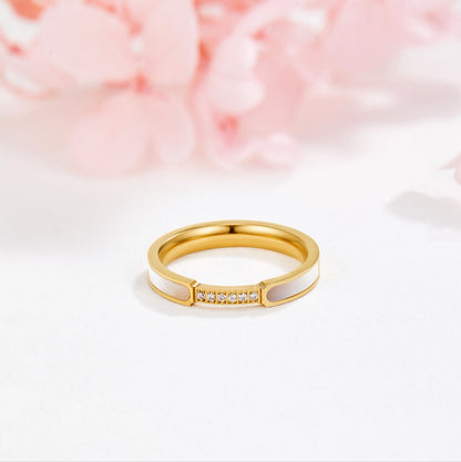Ouro Inlay Band Anel