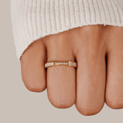 Ouro Inlay Band Anel