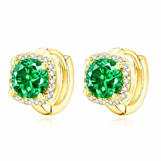 Ouro Esmeralda Halo Brincos de Argola