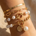 Premium Layered Pulseira de Pérolas Conjunto
